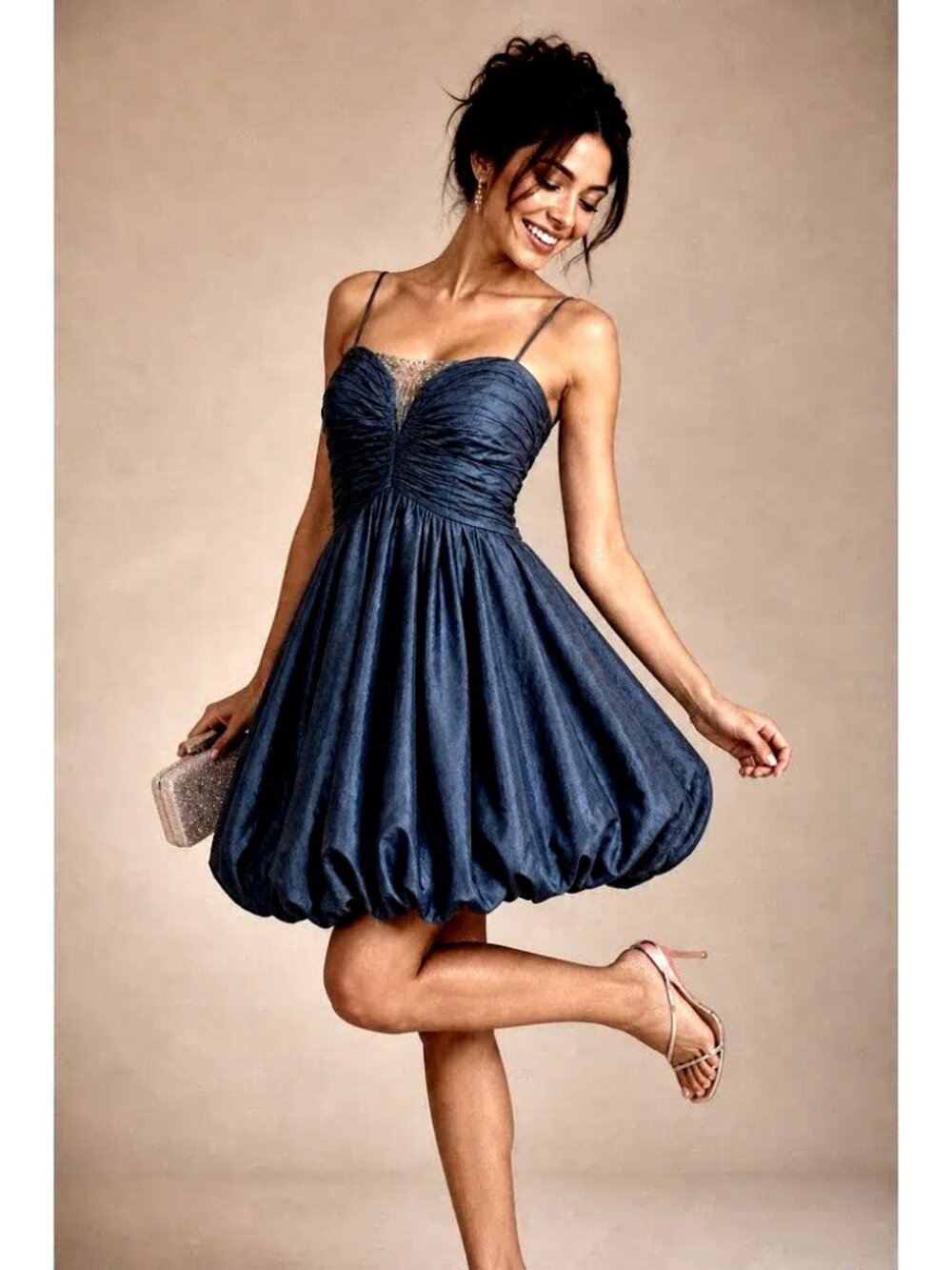 ✨ NEW Luxe BADGLEY MISCHKA Embellished Swarovski Crystal Silk Marchesa Dress S ✨